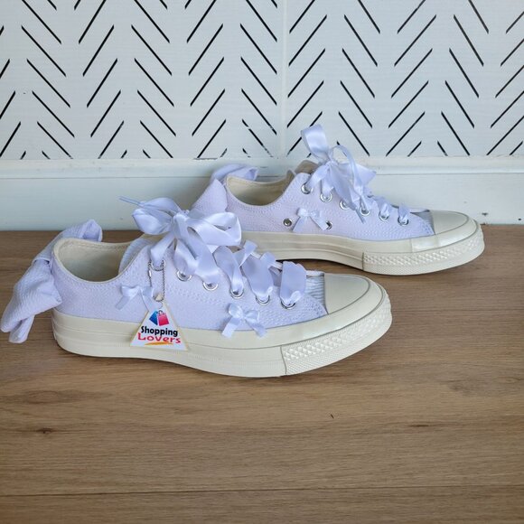 ⭐Converse Chuck 70 OX Bow 7 Mens Shoes Retro Sneakers White Satin Laces A15192C - Picture 3 of 10